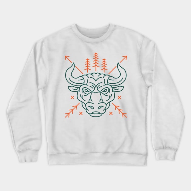 Wild Bull Head Crewneck Sweatshirt by VEKTORKITA